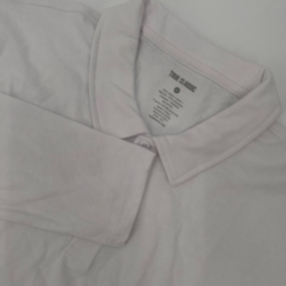 True Classic Polo Shirt Mens XL White Solid Golf Performance Long Sleeve Popover